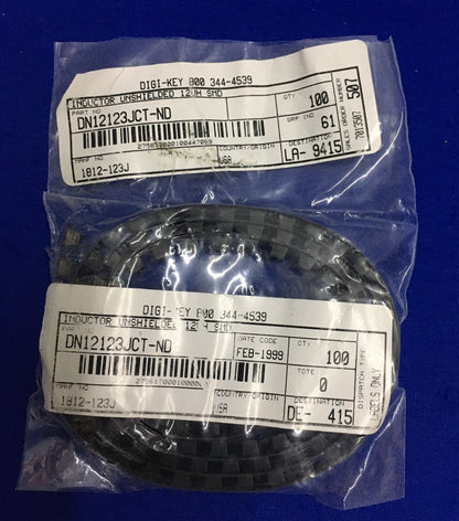 1 PKG OF 100 DIGI-KEY DN12123JCT-ND API DELEVAN 1812-123J UNSHIELDED INDUCTORS