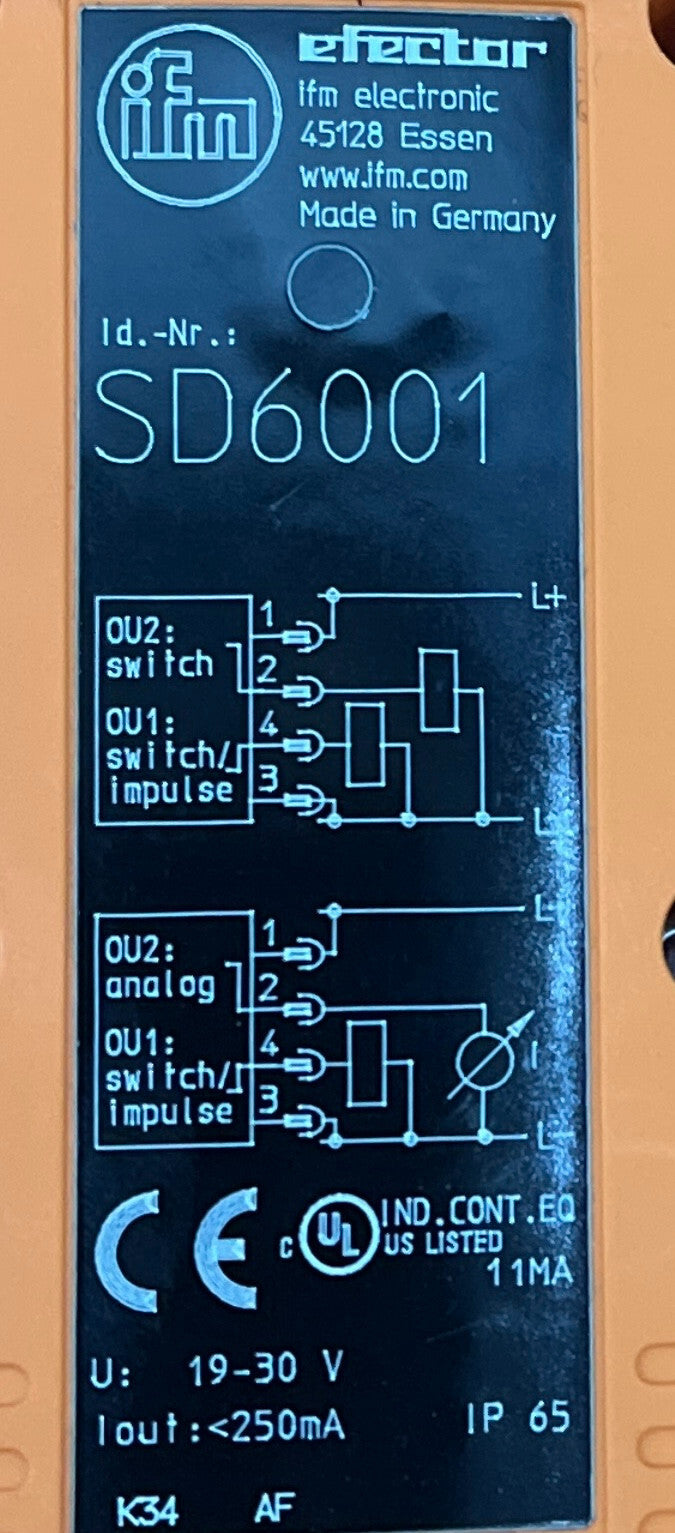 EFECTOR IFM SD6001 DRUCKLUFTSENSOR MESSGERÄT 19-30V IP65