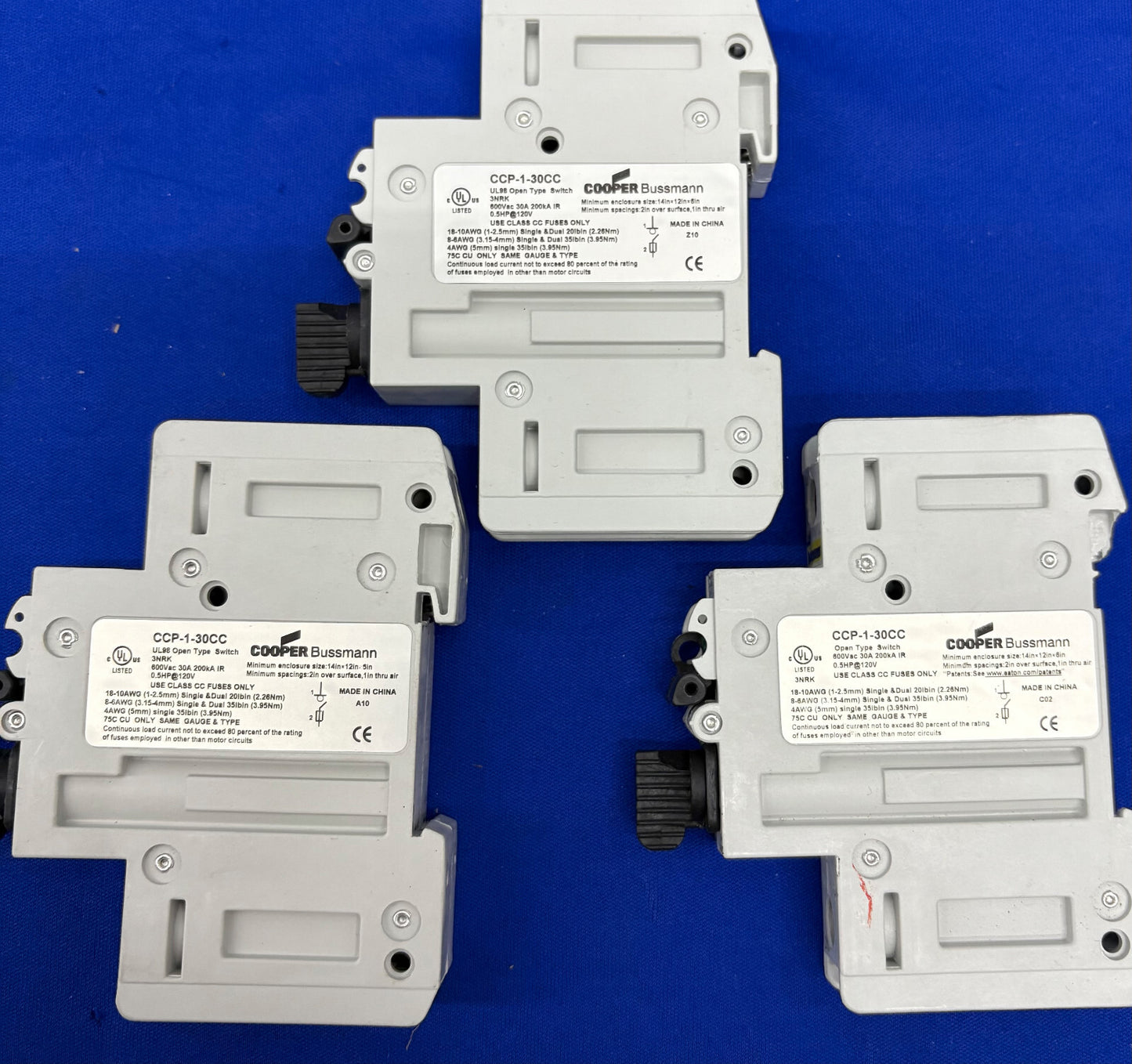 COOPER BUSSMANN CCP-1-30CC / CCP-CC CIRCUIT BREAKER  - 1 LOT QTY 3