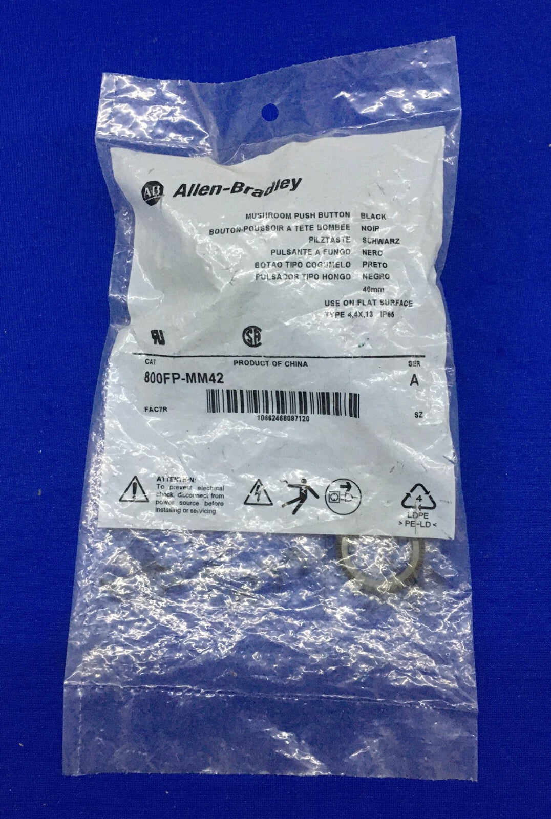 Allen-Bradley / Allen Bradley / AB 800FP-MM42 / 800FPMM42 PADDESTOEL DRUKKNOP