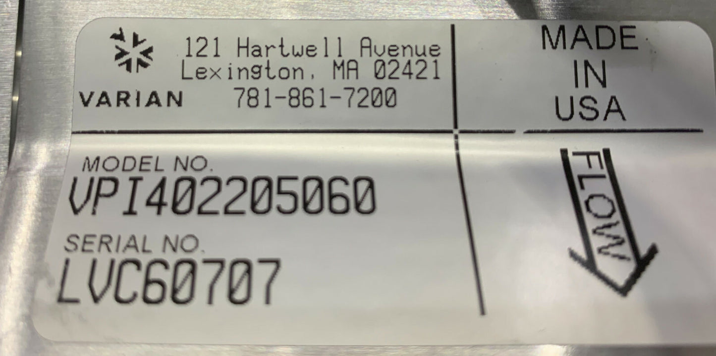 VARIAN  VACUUM ISOLATION PUMP VALVE VPI402205060