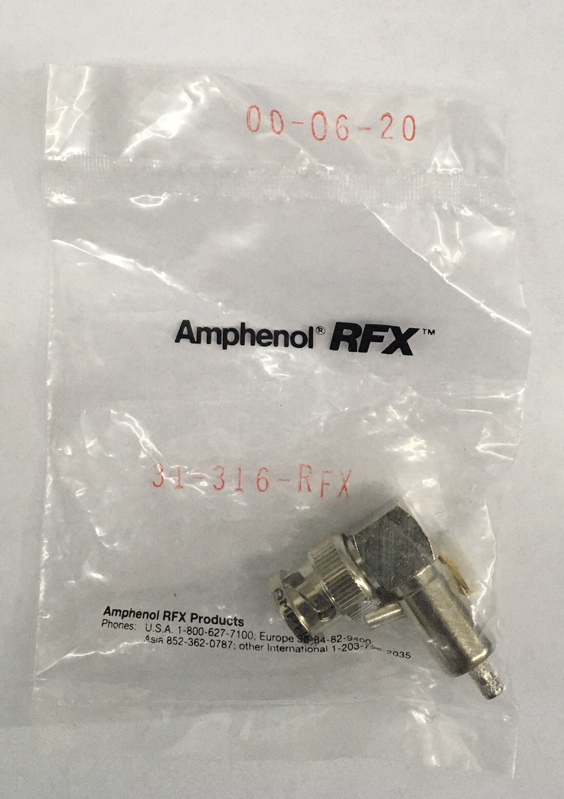 AMPHENOL 31-316-RFX / 031-316-RFX RIGHT ANGLE CRIMP PLUG,RF COAXIAL CONNECTOR