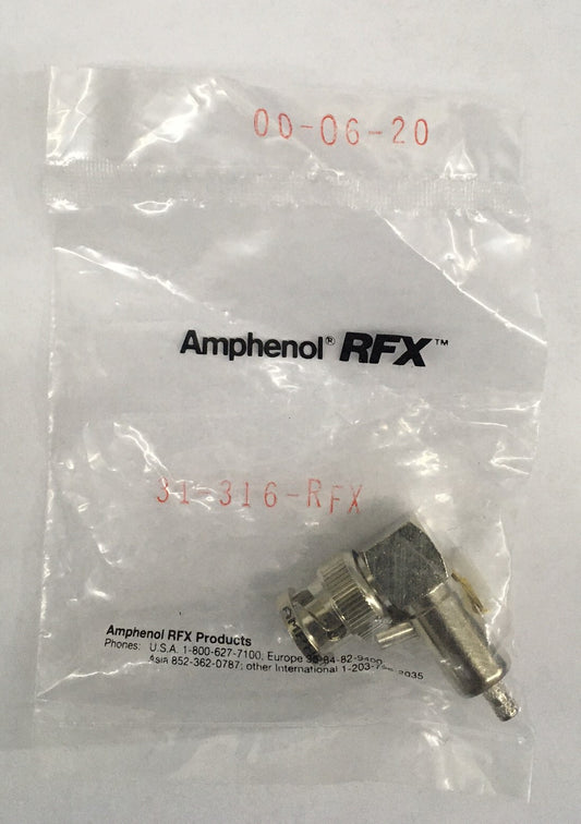 AMPHENOL 31-316-RFX / 031-316-RFX RIGHT ANGLE CRIMP PLUG,RF COAXIAL CONNECTOR
