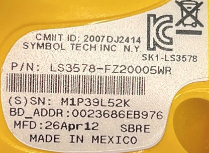 SYMBOL MOTOROLA BARCODE SCANNER LS3578-FZ2005WR mit LADEHALTERUNG