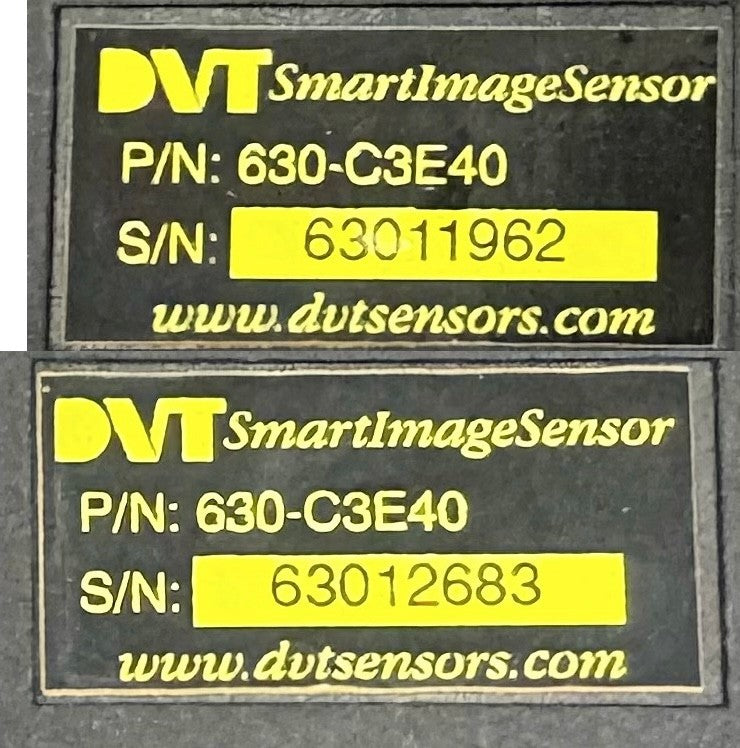 DVT SMARTIMAGE SENSOR SERIES 600 630-C3E40 w/ INFINITY 68mm/0.66x - 1 LOT QTY 2