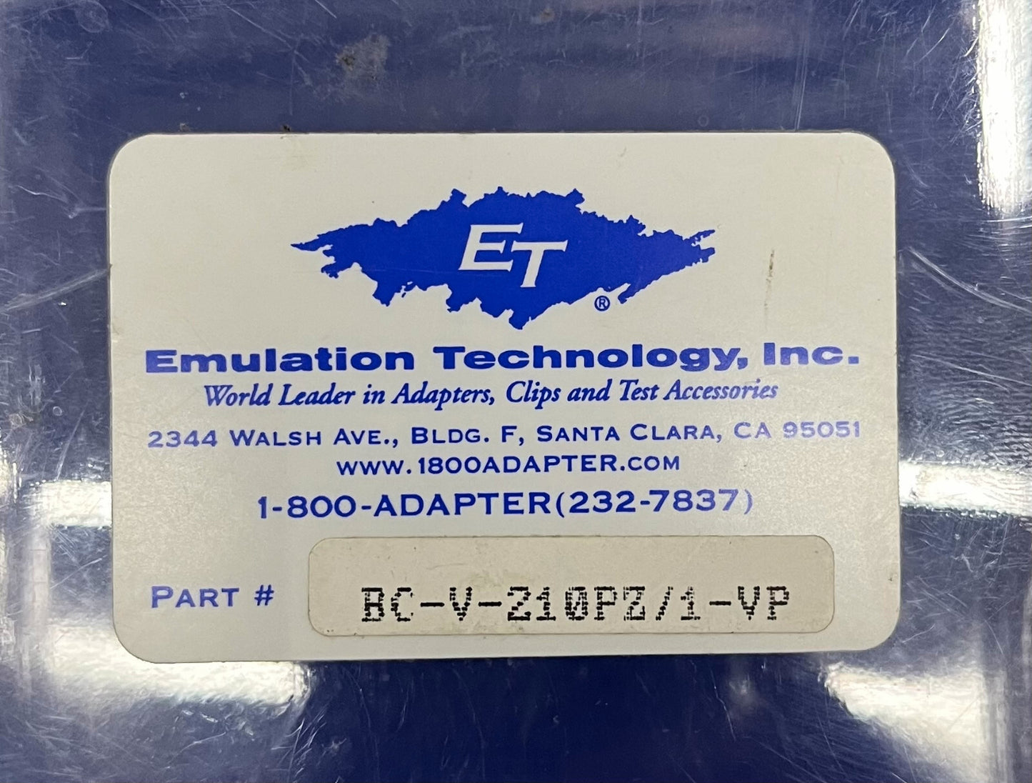 ET EMULATION TECHNOLOGY BC-V-210PZ/1-VP SURFACE MOUNT EMULATOR ADAPTER