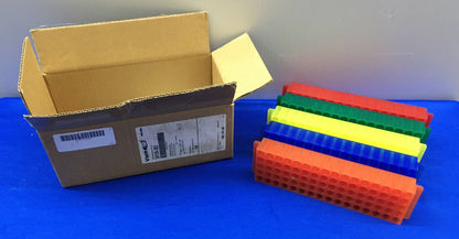 1 PKG OF 5 VWR 30128-282 AUTOCLAVABLE/FREEZABLE 80 PLACE FRACTION COLLECTOR RACK