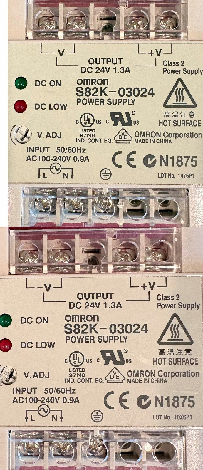OMRON S82K-03024 POWER SUPPLY N1875 INPUT: AC100-240V OUTPUT: 24VDC -1 LOT QTY 2