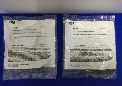 LOT OF 2 - 3M 4651 020390735 98-0798-3504-1 WRIST STRAP SET WITH 4mm CONNECTION