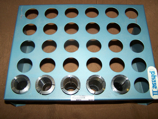 COLLET SET CONTINUED INCLUDES: HOLDER,1",1 1/32,1 1/16,1 3/32,1 1/8, 5 c's