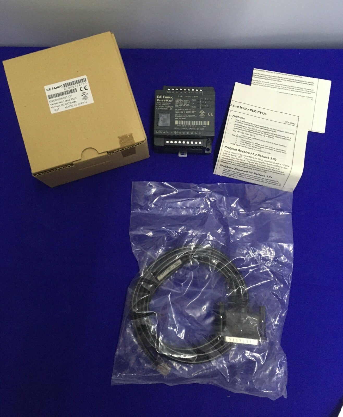 GE FANUC IC200NDR001-CF VERSAMAX NANO PLC 10 POINT DC\DC\RELAY INCLUDES CABLE