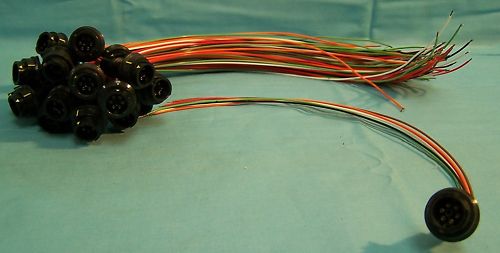 BAYONET FEMALE 6 WIRE PIN CABLE CONNECTOR, PANEL MOUNT PREWIRED W/12" LEADS