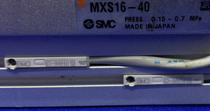 SMC Pneumatic Air Cylinder MXS16-40w/(2)SMC D-M9N Auto Switch Solid State Sensor