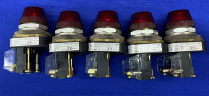 1 Lot QTY of 5 - Allen Bradley 800T-Q10 Ser T Red Pilot / Indicator Light