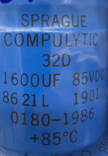SPRAGUE COMPLULYTIC® 32D CAPACITOR,1600UF 85VDC, 8621L 1901,HP 1080-1986 LOT OF5