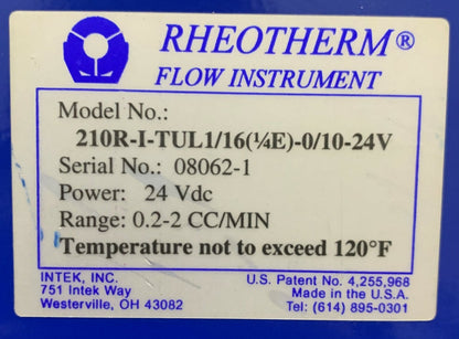 Intek Rheotherm 210R-T-UL1/16(1/4E)-0/10-24V & TUL1/16(1/4E) Flow Meter
