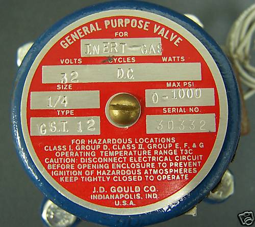 JD GOULD CO GSI12 GENERAL PURPOSE GAS VALVE C1