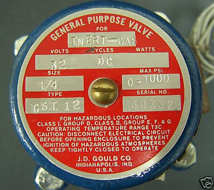 JD GOULD CO GSI12 GENERAL PURPOSE GAS VALVE C1