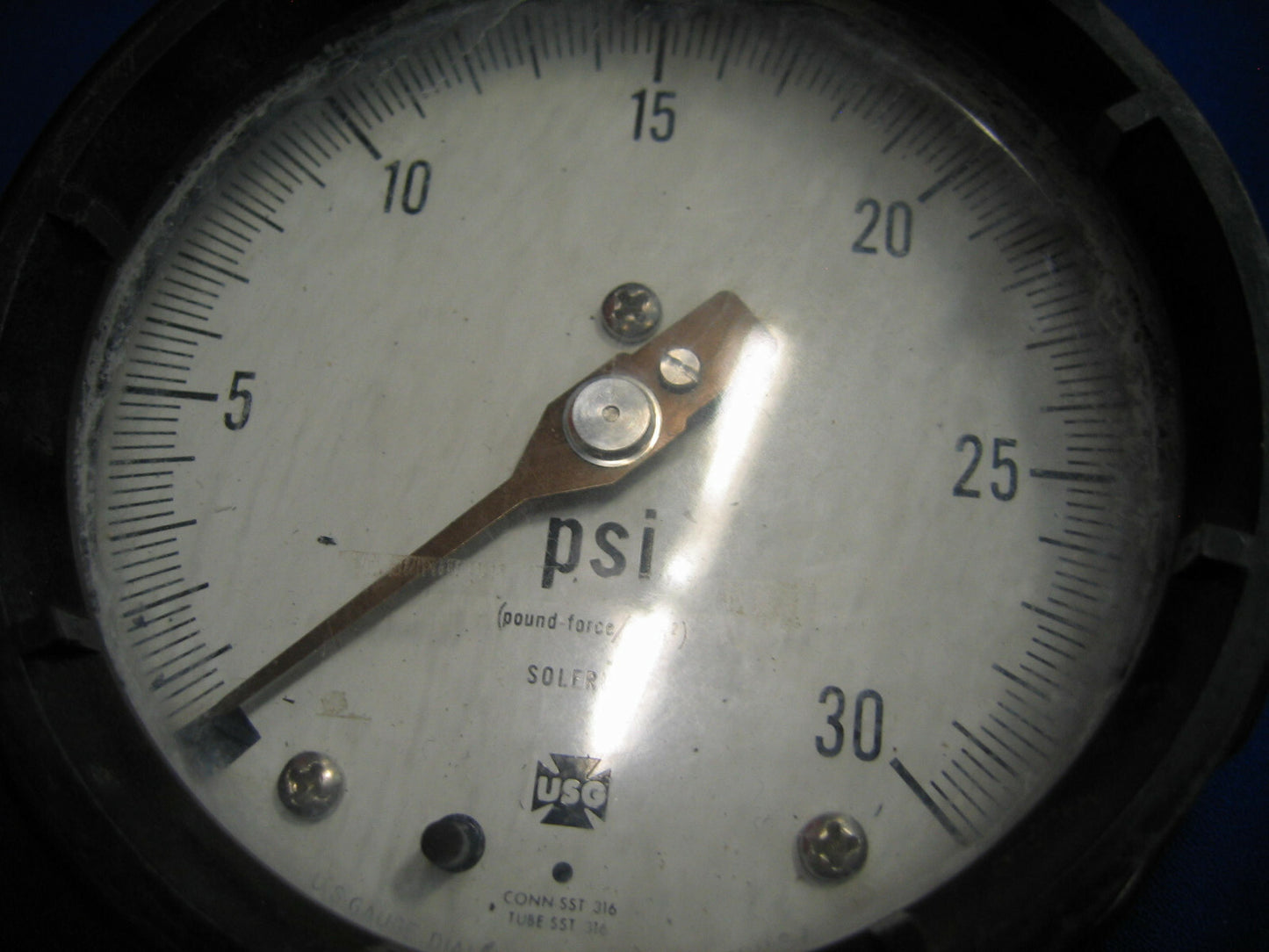 USG SOLFRUNT MODEL 33002 0-30 PSI PRESSURE GAUGE 316 STAINLESS
