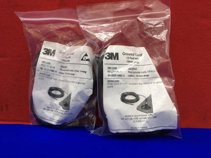 QTY 2 - 3M FGC151M-10 CAVI DI MESSA A TERRA PER PAVIMENTO 15' RESISTENZA DA 1 MEG 10mm SNAP