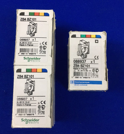 LOT OF 3 SCHNEIDER ELECTRIC ZB4 BZ101/ZB4BZ101/088937 X1 MOMENTARY CONTACT BLOCK