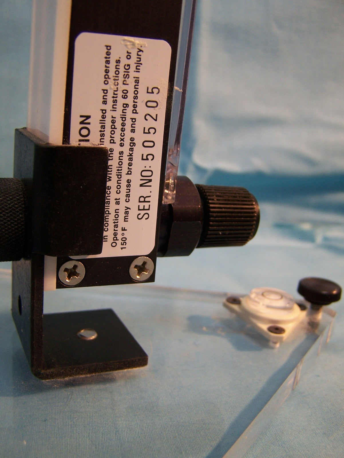 MANOSTAT TF  TF TEFLON FLOWMETER MAX 60 PSIG MAX TEMP 150F 3/8 INLET TUBE