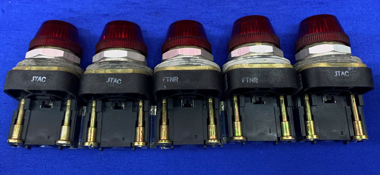 1 Lot QTY of 5 - Allen Bradley 800T-Q10 Ser T Red Pilot / Indicator Light