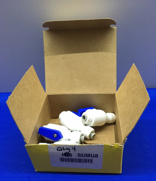 1 PKG OF 4 VALVES PARKER 5UMU8 BALL VALVE INLINE PIPE SIZE 1/4" TUBE SIZE 1/4"