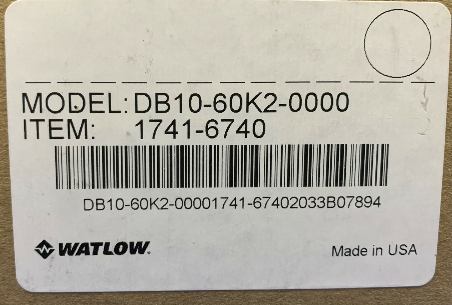 Watlow DIN-A-Mite Power Switching Device DB10-60K2-0000 Control Input/Output