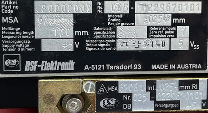 RSF ELEKTRONIK MSA 6706 67061 170MM LINEAR ENCODER W/ Parker Daedal 106061C20ELH