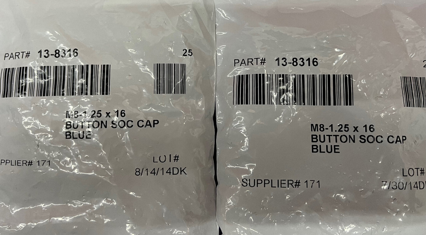 QTY 50 80/20 3838 Slide T-Nut & QTY 50 13-8316 M8-1.25x16 Button Soc Cap