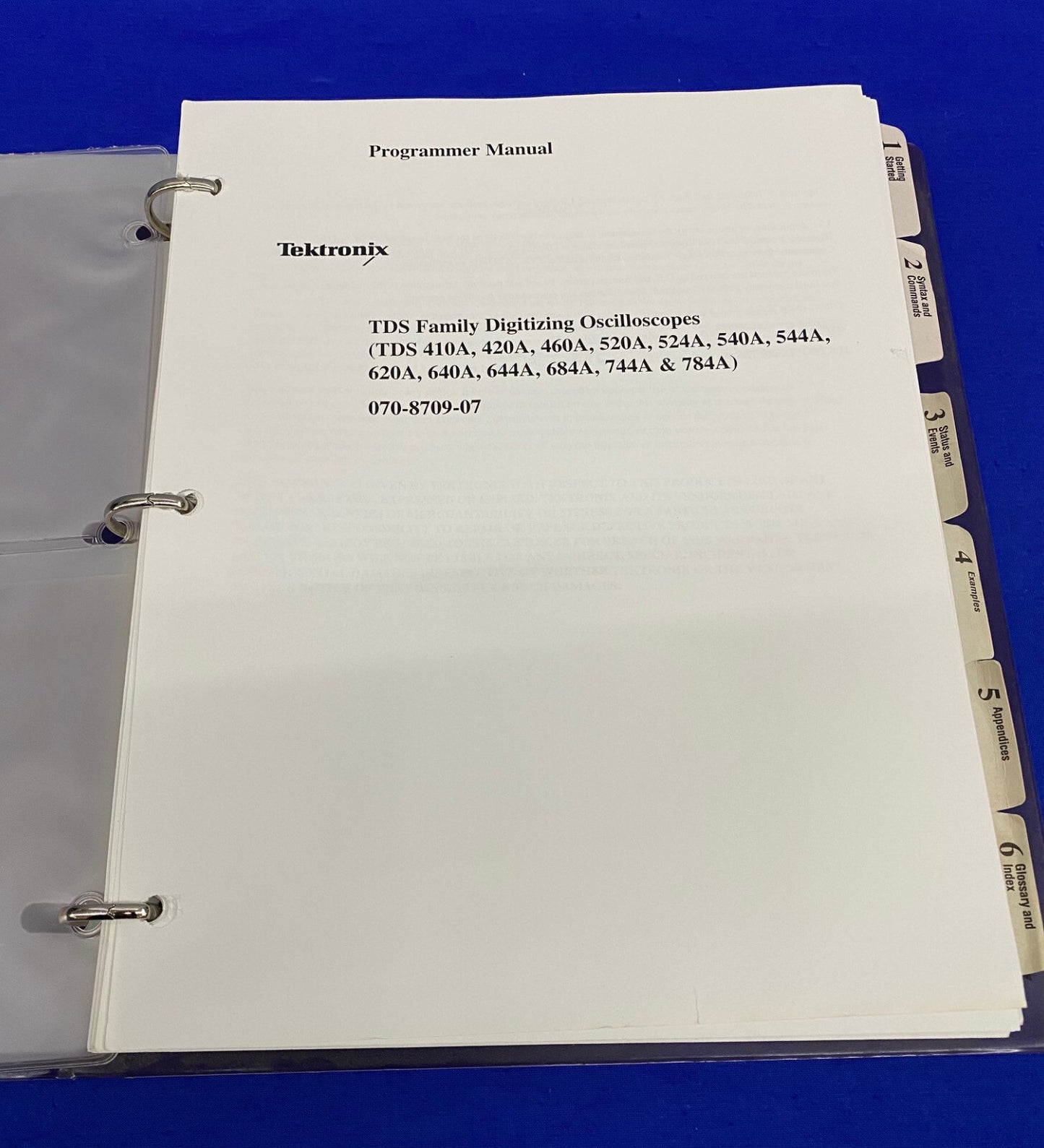 TEKTRONIX 070-8709-07 TDS FAMILY DIGITIZING OSCILLOSCOPE PROGRAMMER MANUAL