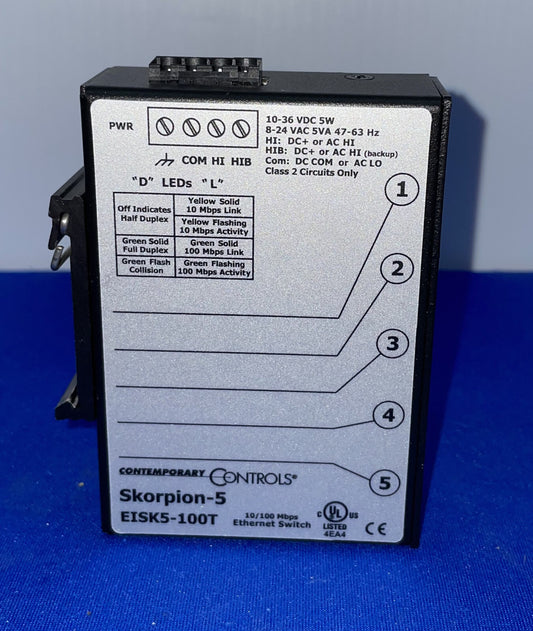 CONTEMPORARY CONTROLS EISK5-100T 5 PORT ETHERNET SWITCH SKORPION-5