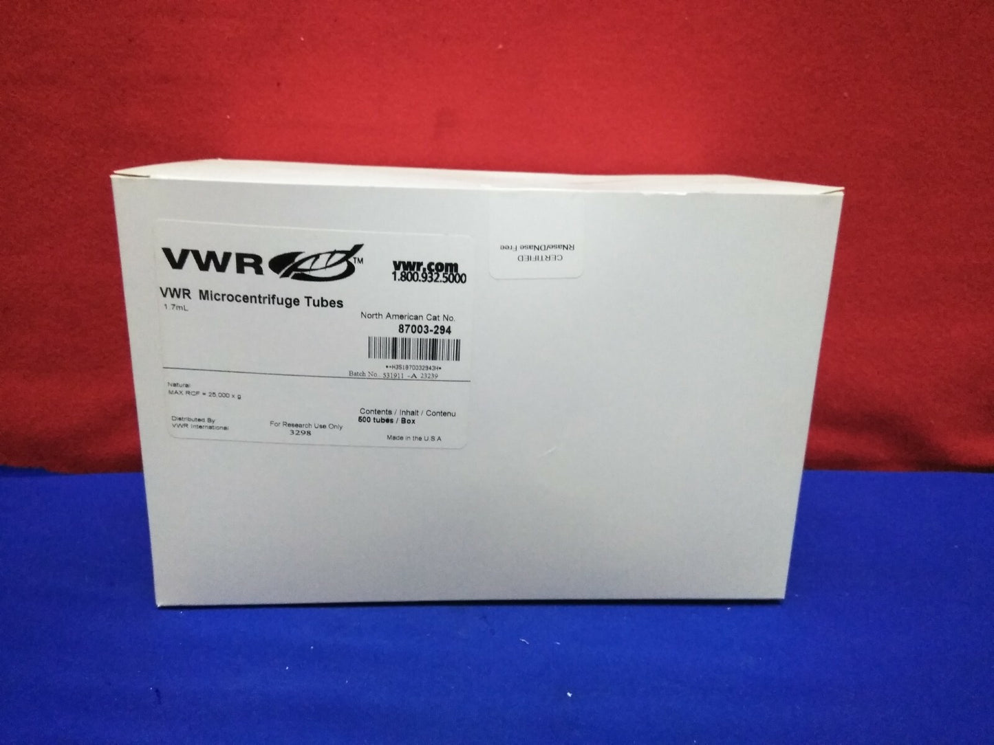 VWR  MICROCENTRIFUGE TUBES 1.7 mL.