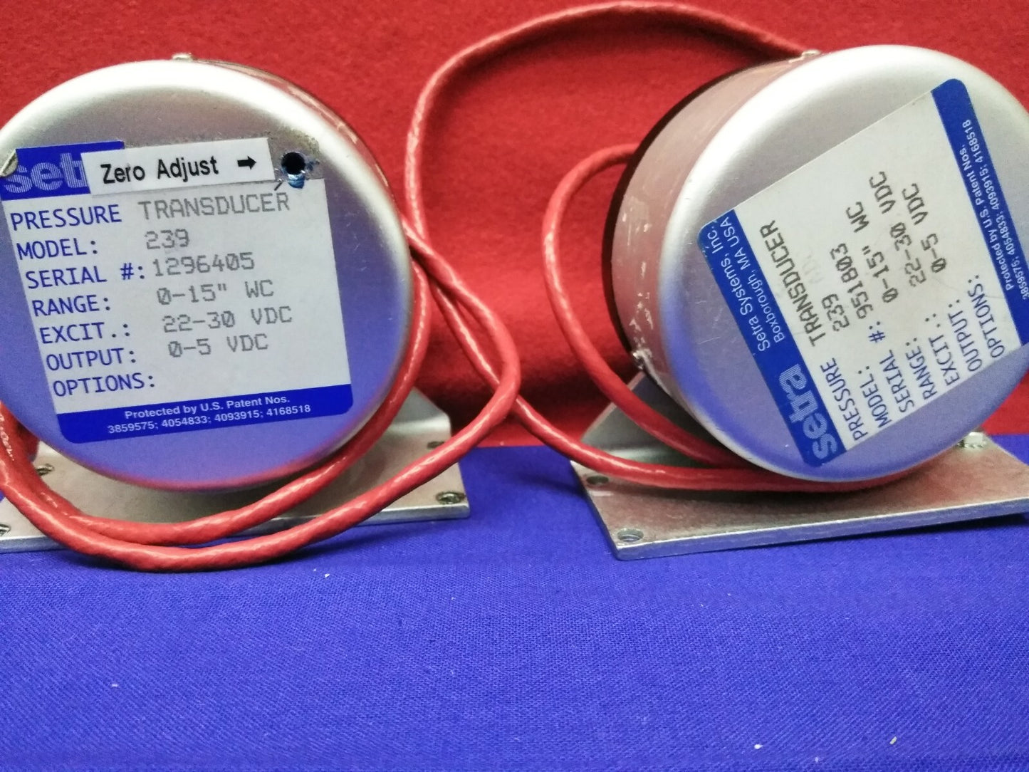LOT OF 2 SETRA 239 TRANSDUCERS RANGE 0-15” WC