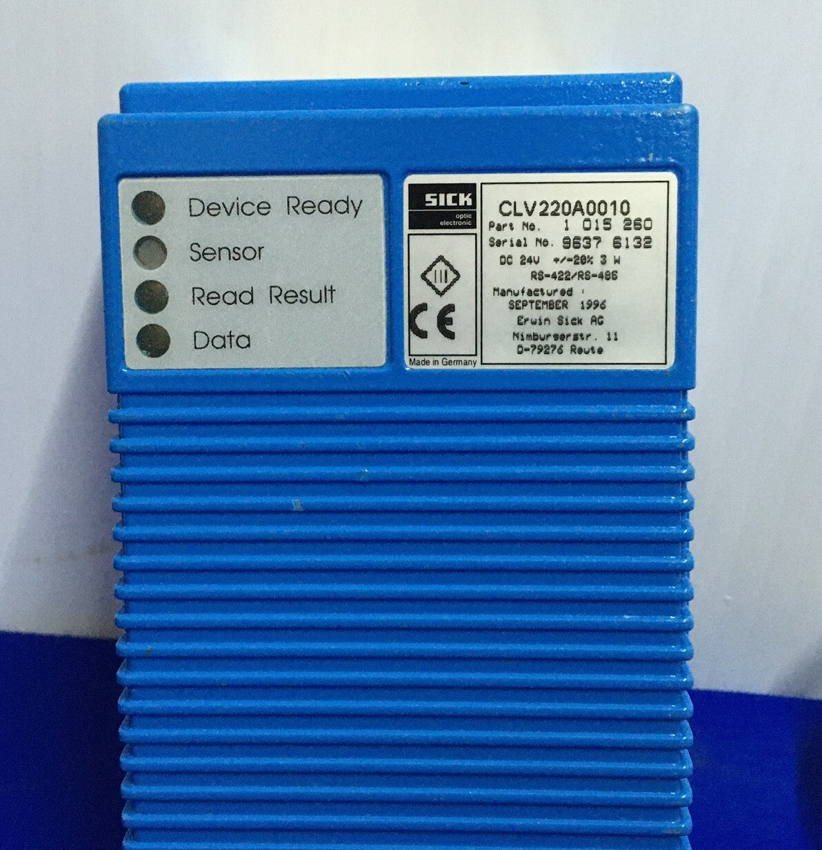SICK CLV220A0010 / CLV-220-A0010 / 1 015 260 LASERSENSOR 15-POLIGER STECKER