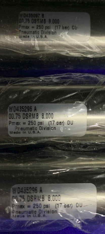 QTY 3 - PARKER WD435296 A 00.75 BORE DSRMB 8.000" ROUND BODY PNEUMATIC CYLINDERS