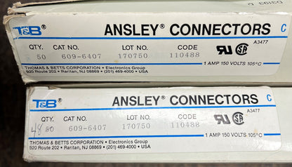 THOMAS & BETTS T&B® ANSLETY® CONNECTORS 609-6407 - 1 PKG QTY 50 & 1 PKG QTY 48