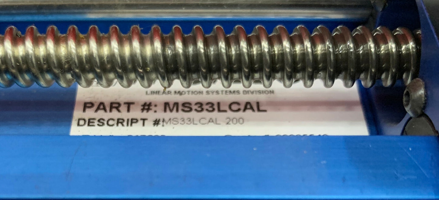 THOMSON MM33LCAL 200 WITH APPLIED MOTION HT17-075 MOTORIZED LINEAR SLIDE