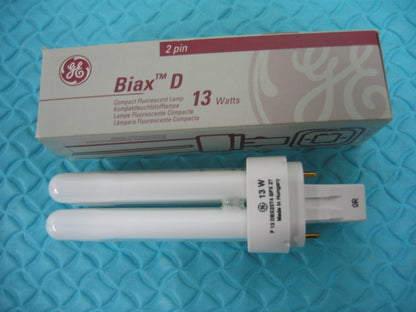 GE BIAX D 13 WATTS BASE GX23-2  2 PIN  F13DBX23TH / SPX27  FLUORESCENT  BULB