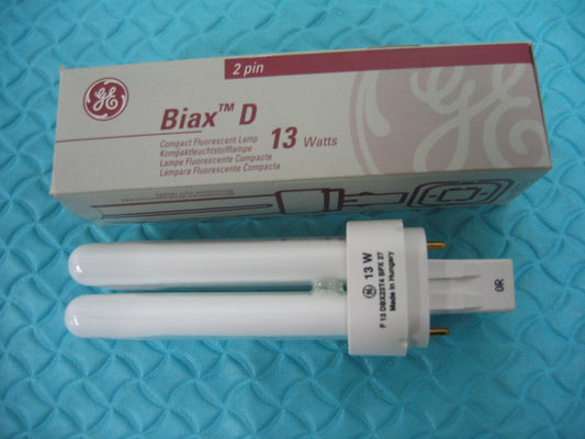 GE BIAX D 13 WATTS BASE GX23-2  2 PIN  F13DBX23TH / SPX27  FLUORESCENT  BULB