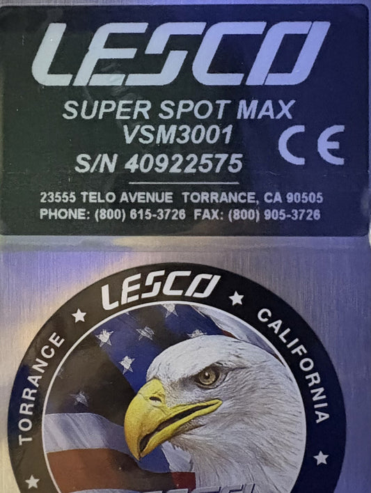 LESCO SUPER SPOT MAX HP VSM3001 UV CURING SYSTEM W/ FOOT SWITCH & LIGHT GUIDE