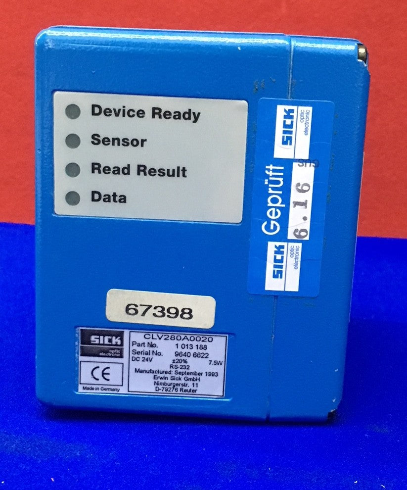 SICK OPTIC ELECTRONIC CLV280A0020 PN 1 013 188 CC 24 V +/-20 % RS-232 7,5 W