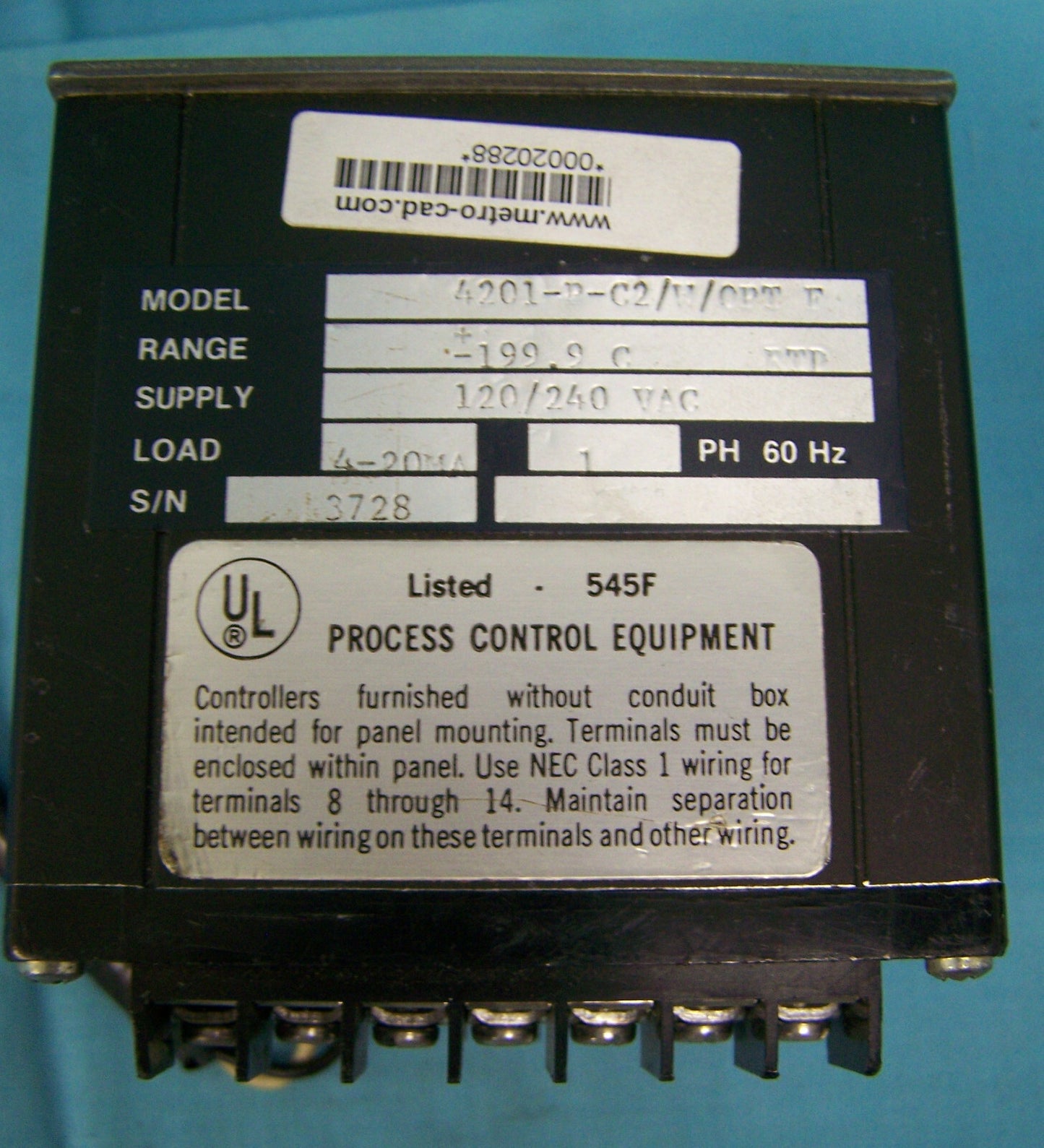 PROCESREGELAPPARATUUR MODEL 4201-P-C2/W/OPT F TEMPERATUURREGELAAR