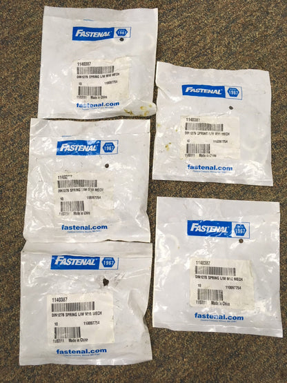 5 PKGS FASTENAL 1140387 DIN127B SPRING L/W MI6 MECH WASHERS TOTAL OF 50 WASHERS