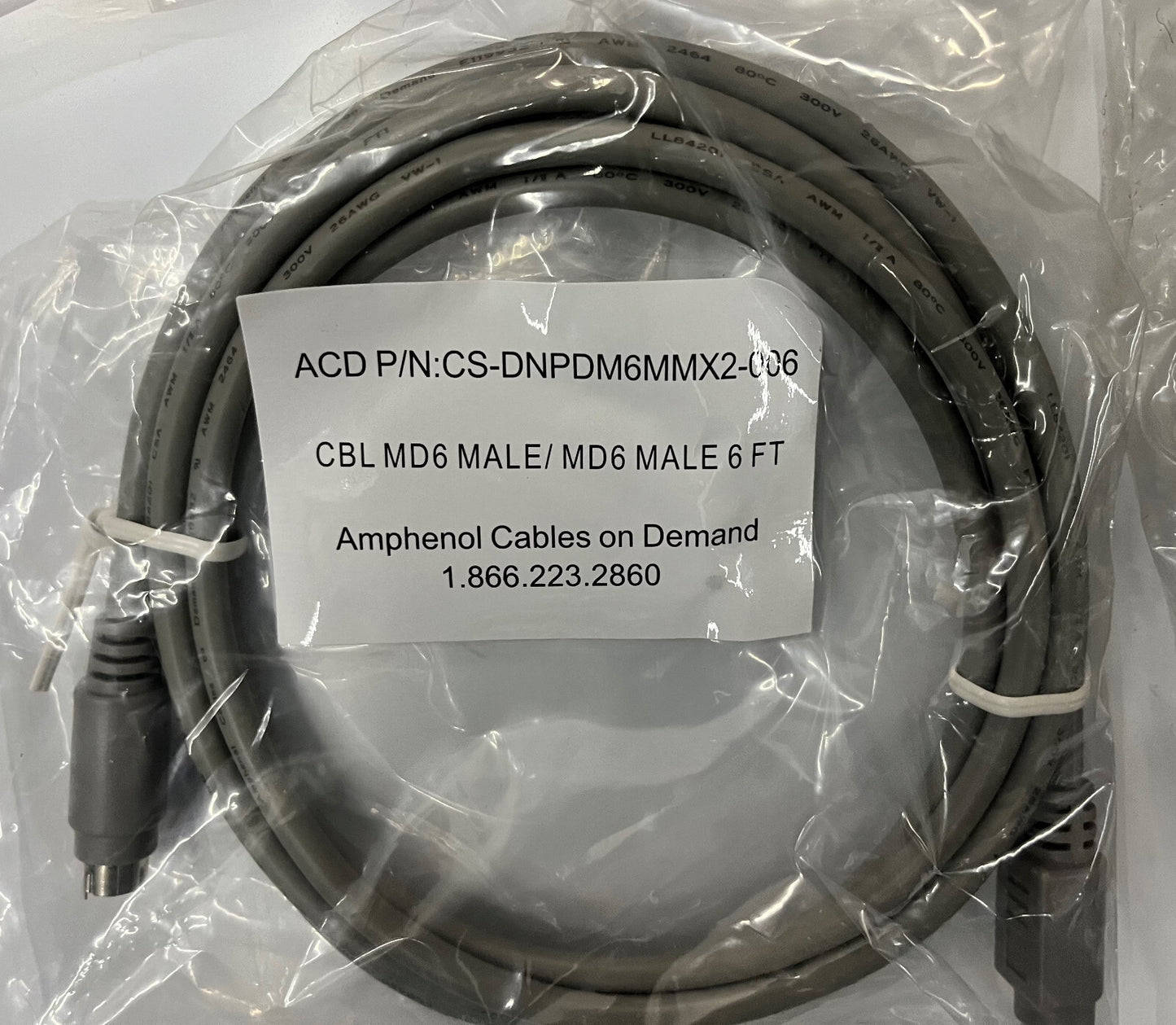 Câbles Amphenol sur demande CS-DNPDM6MMX2-006 Câble 6 broches MD6 mâle/MD6 Lot de 10