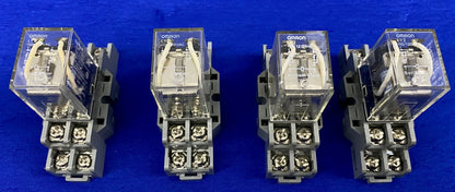 OMRON RELAYS LY2 WITH DAYTON 2A582E RELAY SOCKETS - 1 LOT OF QTY 4