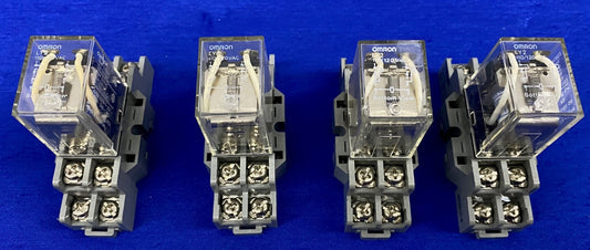 OMRON RELAYS LY2 WITH DAYTON 2A582E RELAY SOCKETS - 1 LOT OF QTY 4