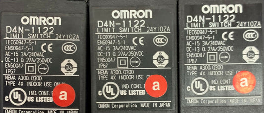 Lot of 3 OMRON SAFETY LIMIT SWITCH D4N-1122
