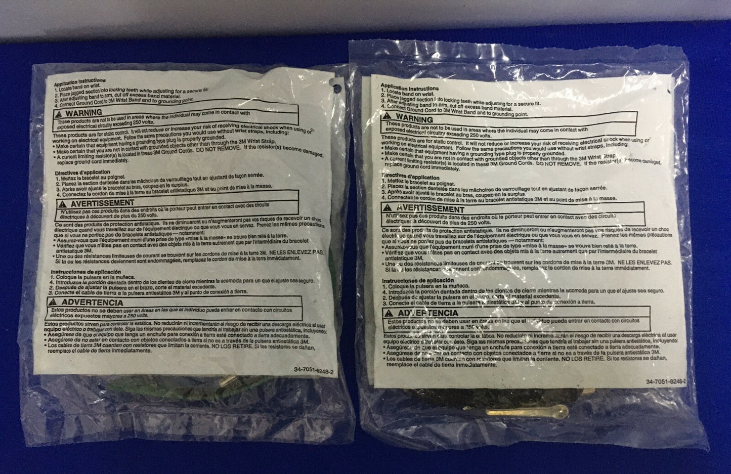 LOT OF 2 - 3M 4651 020390735 98-0798-3504-1 WRIST STRAP SET WITH 4mm CONNECTION